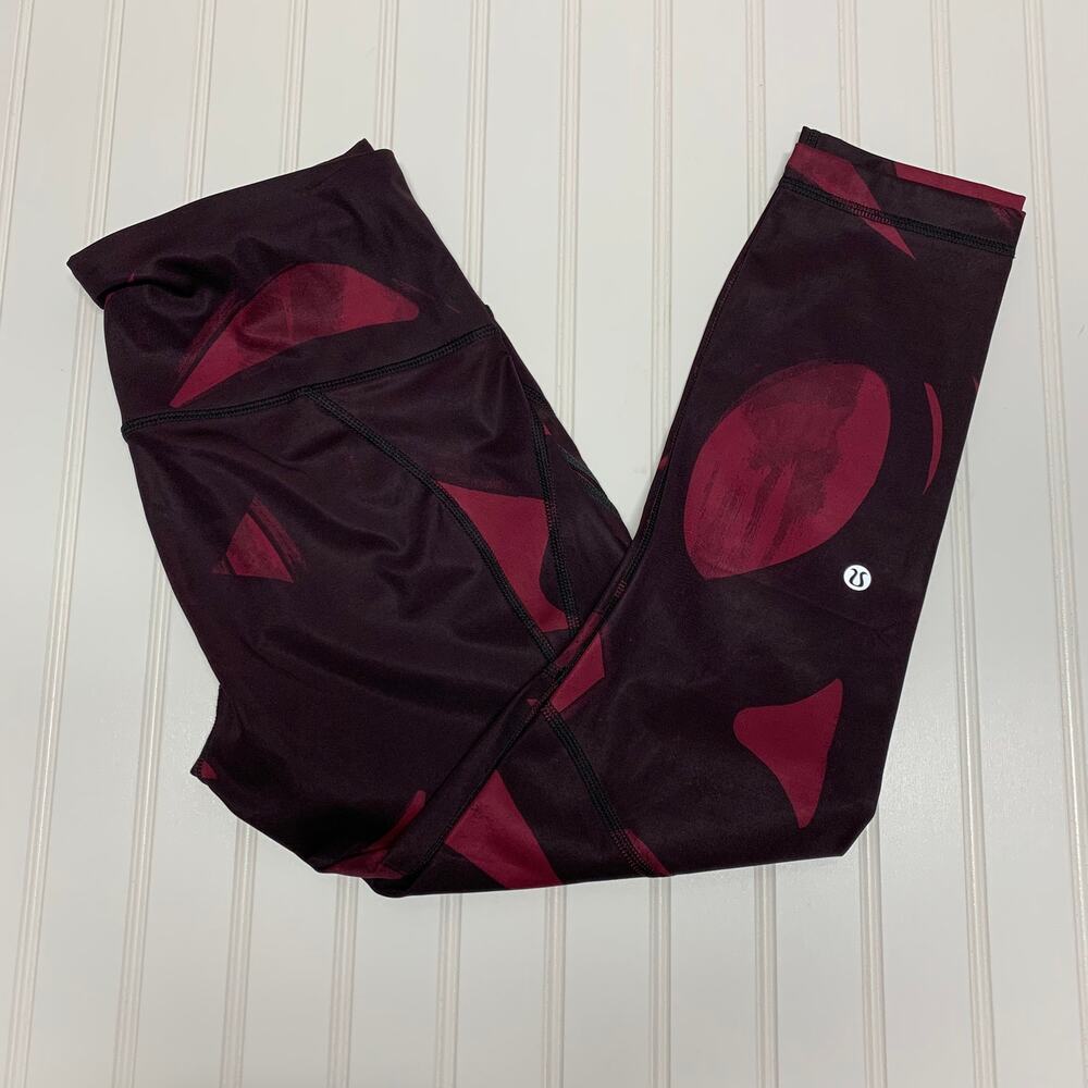 Lululemon All Sport Legging Crop Back Spin Stroke Dashing Purple Black Sz 6
